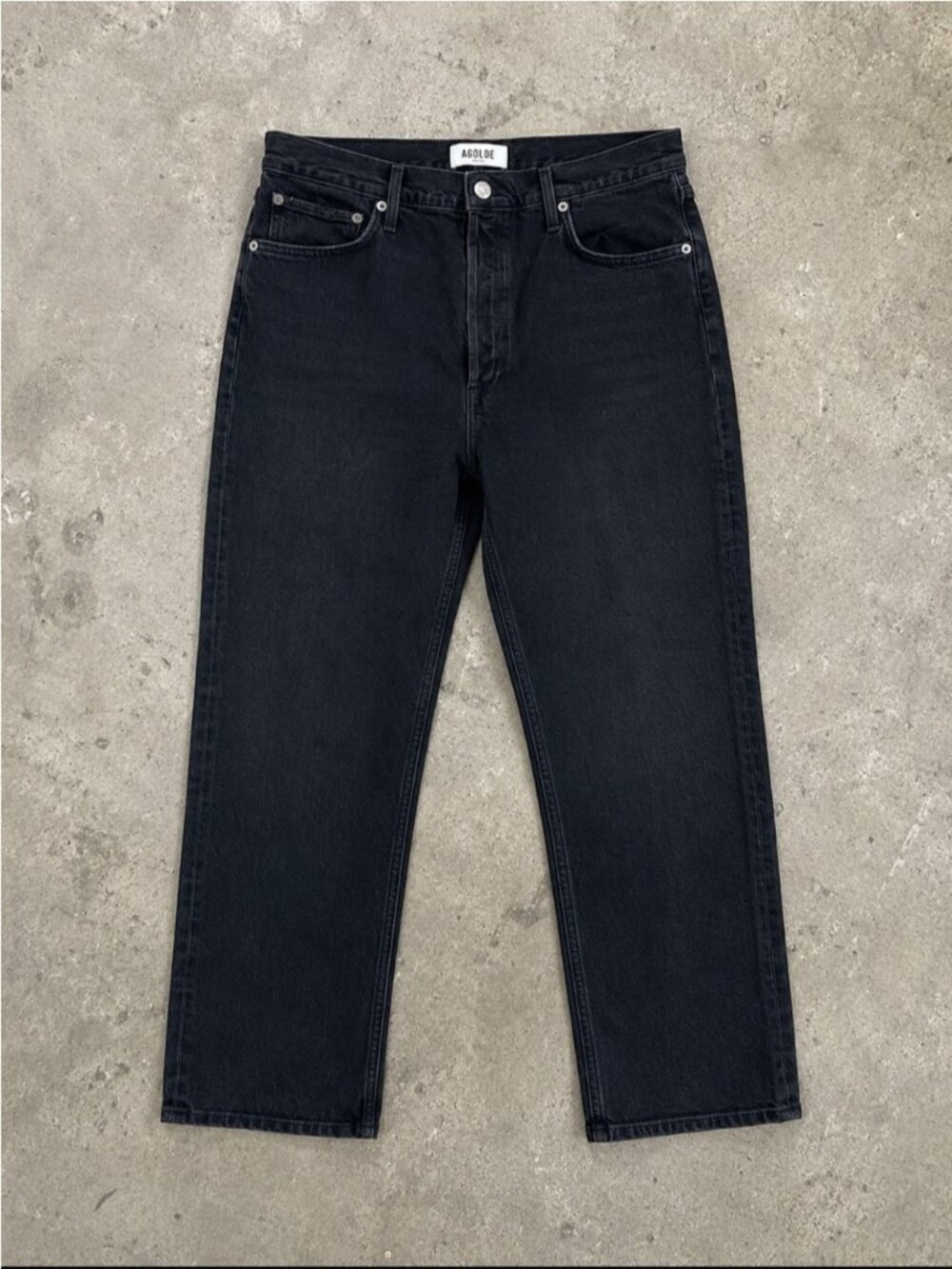 AGOLDE Riley Cropped Straight Leg Jeans Woman 32 Charcoal Organic Cotton